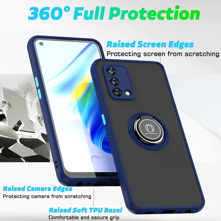 For OPPO A74 4G Q Shadow 1 Series TPU + PC Phone Case with Ring Holder(Black+Red)