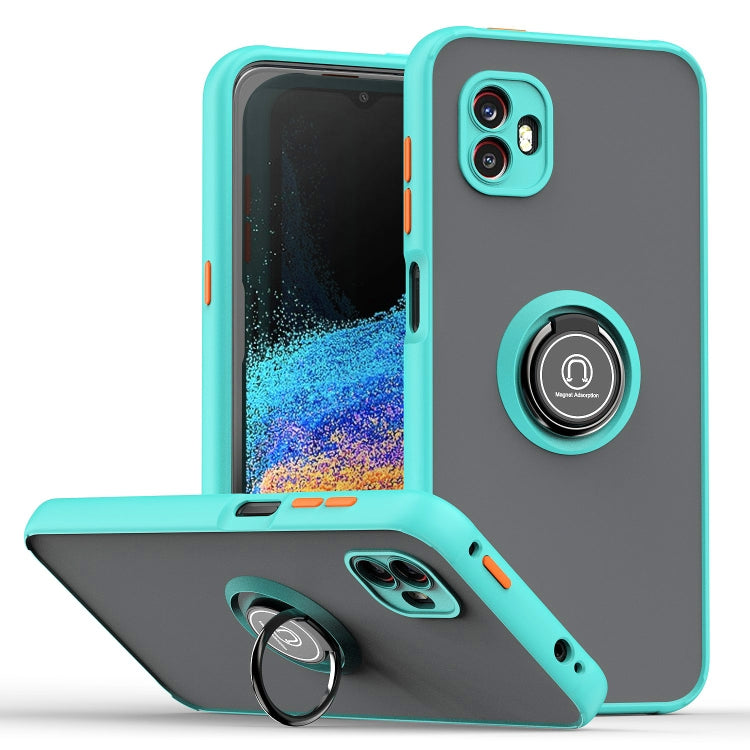 For Samsung Galaxy Xcover6 Pro Q Shadow 1 Series TPU + PC Phone Case with Ring Holder(Sky Blue)