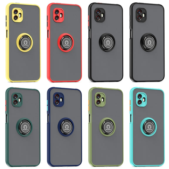 For Samsung Galaxy Xcover6 Pro Q Shadow 1 Series TPU + PC Phone Case with Ring Holder(Sky Blue)