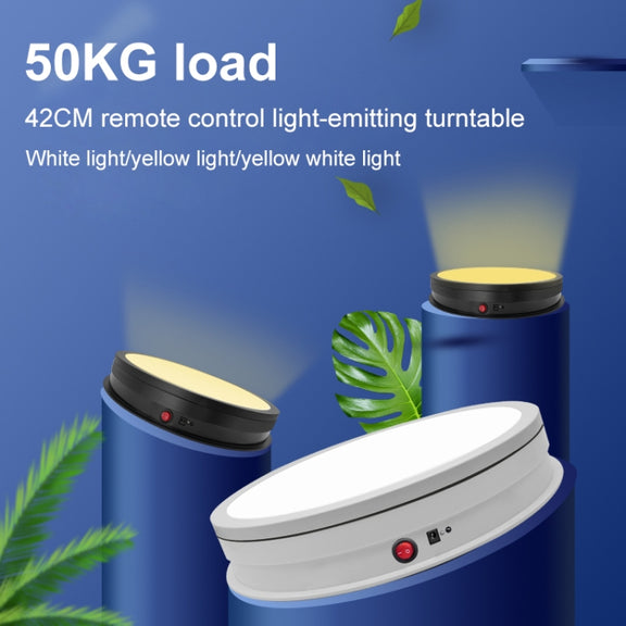 42cm LED Light Electric Rotating Display Stand Turntable, Power Plug:EU Plug(White)