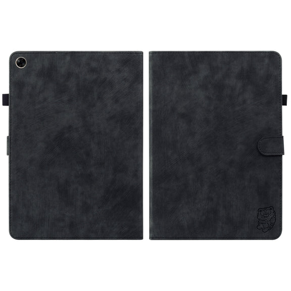 For Realme Pad 10.4 Tiger Pattern PU Tablet Case(Black)