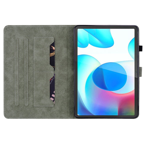For Realme Pad 10.4 Tiger Pattern PU Tablet Case(Black)