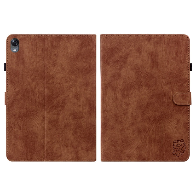 For OPPO Pad 11 Tiger Pattern PU Tablet Case(Brown)