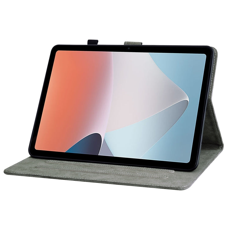 For OPPO Pad Air Tiger Pattern PU Tablet Case(Dark Blue)