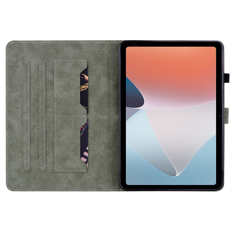 For OPPO Pad Air Tiger Pattern PU Tablet Case(Dark Blue)