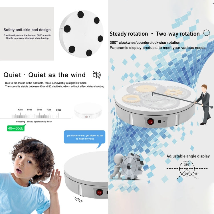 30cm Charging Rotating Display Stand Video Shooting Turntable, Load: 100kg, Power Plug:AU Plug(Black)