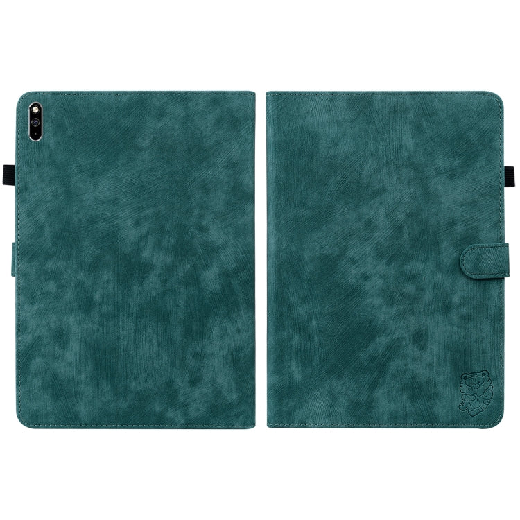 For Huawei MatePad Pro 10.8 2021/2018 Tiger Pattern PU Tablet Case(Dark Green)