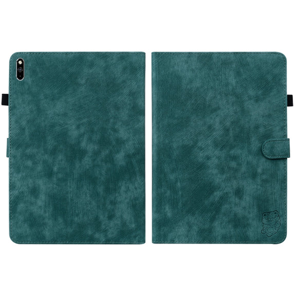 For Huawei MatePad Pro 10.8 2021/2018 Tiger Pattern PU Tablet Case(Dark Green)
