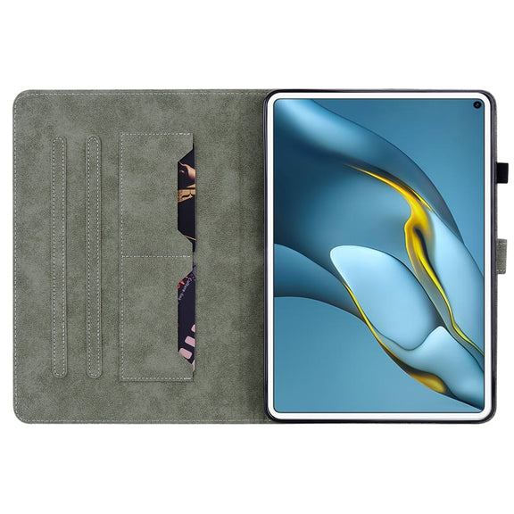 For Huawei MatePad Pro 10.8 2021/2018 Tiger Pattern PU Tablet Case(Dark Green)