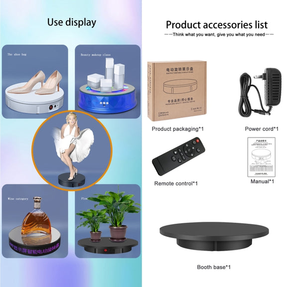 42cm Charging Rotating Display Stand Video Shooting Turntable, Load: 100kg, Power Plug:UK Plug(Black)