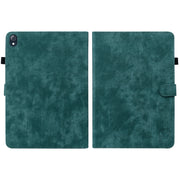 For Lenovo K10 Tiger Pattern PU Tablet Case(Dark Green)