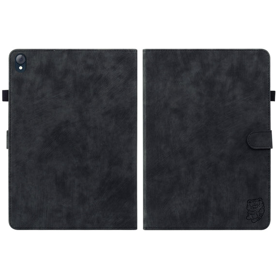 For Lenovo K10 Tiger Pattern PU Tablet Case(Black)