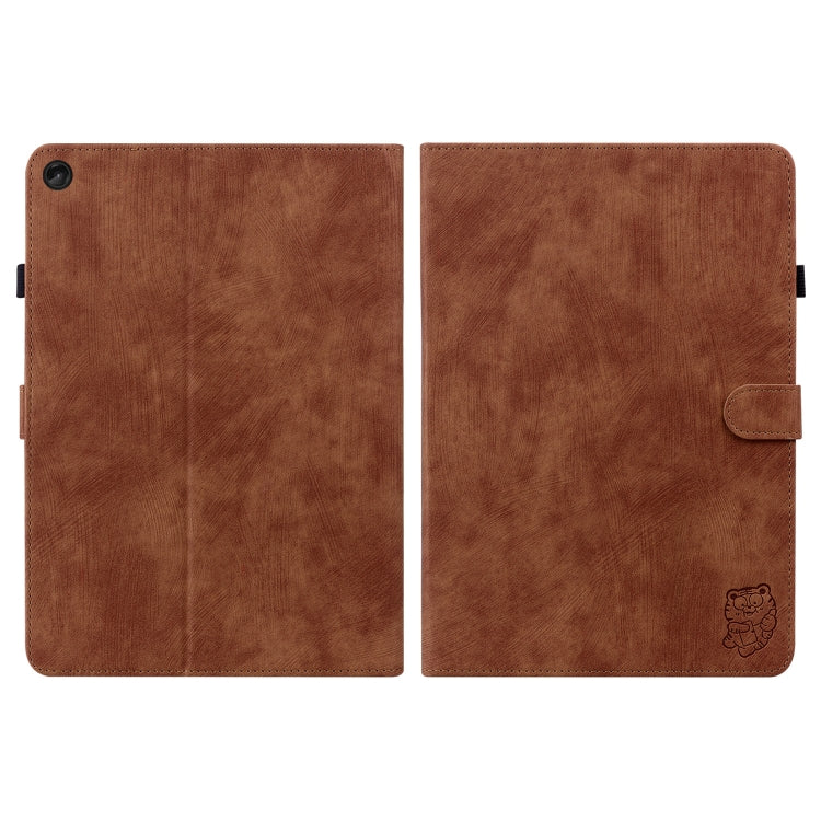 For Lenovo Tab M10 10.1 3rd Gen Tiger Pattern PU Tablet Case(Brown)