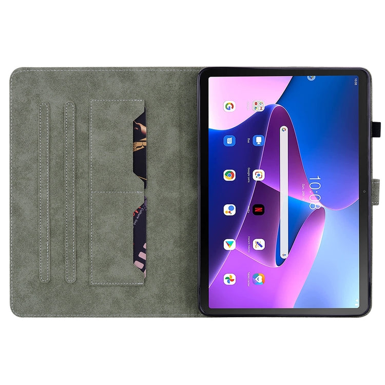 For Lenovo Tab M10 10.1 3rd Gen Tiger Pattern PU Tablet Case(Brown)