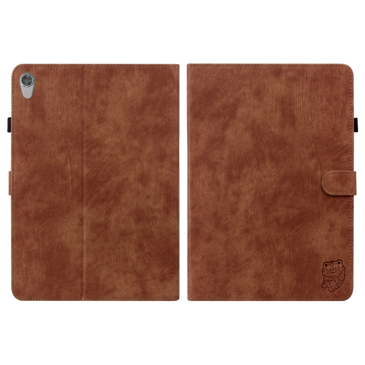 For Lenovo Tab M10 HD Gen 2 Tiger Pattern PU Tablet Case(Brown)