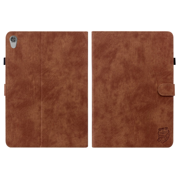 For Lenovo Tab M10 HD Gen 2 Tiger Pattern PU Tablet Case(Brown)
