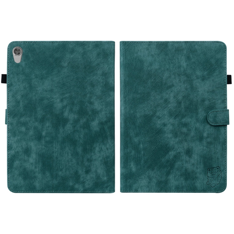 For Lenovo Tab M10 HD Gen 2 Tiger Pattern PU Tablet Case(Dark Green)