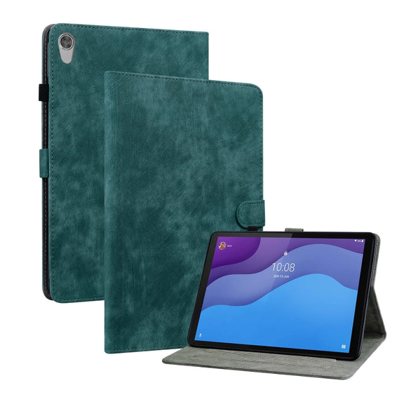 For Lenovo Tab M10 HD Gen 2 Tiger Pattern PU Tablet Case(Dark Green)