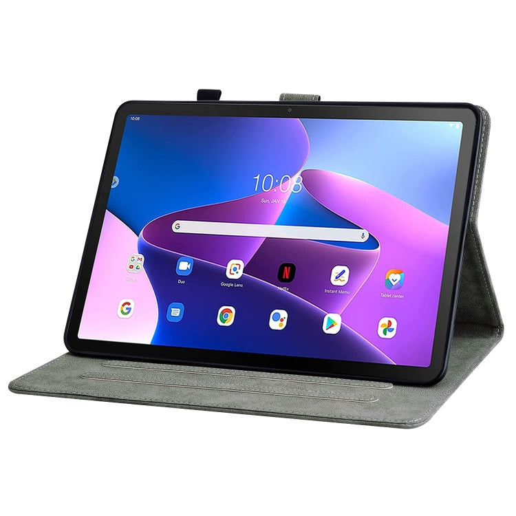 For Lenovo Tab M10 Plus 10.6 3rd Gen Tiger Pattern PU Tablet Case(Grey)