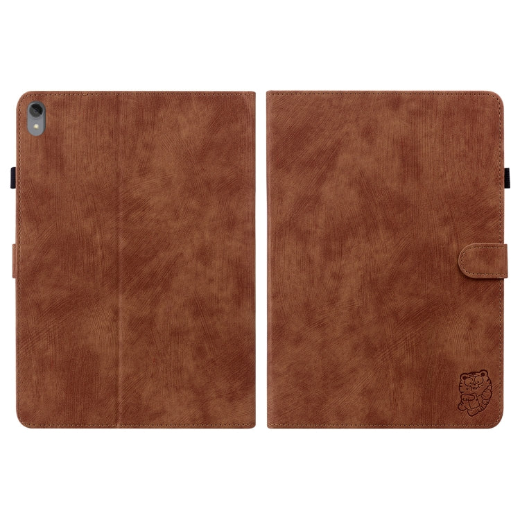 For Lenovo Tab P11/Pad Plus 2011 Tiger Pattern PU Tablet Case(Brown)