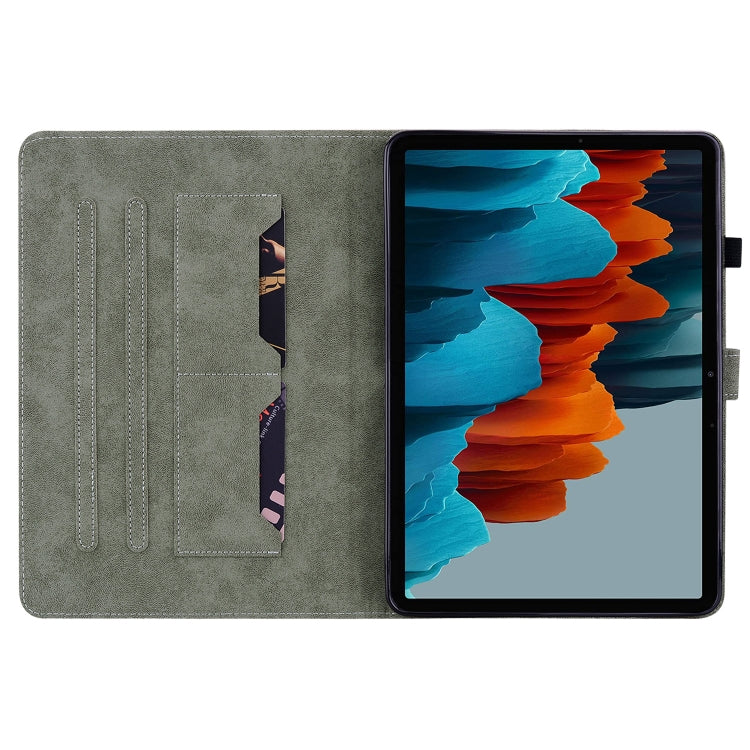 For Samsung Galaxy Tab S9 Tiger Pattern Flip Leather Tablet Case(Grey)