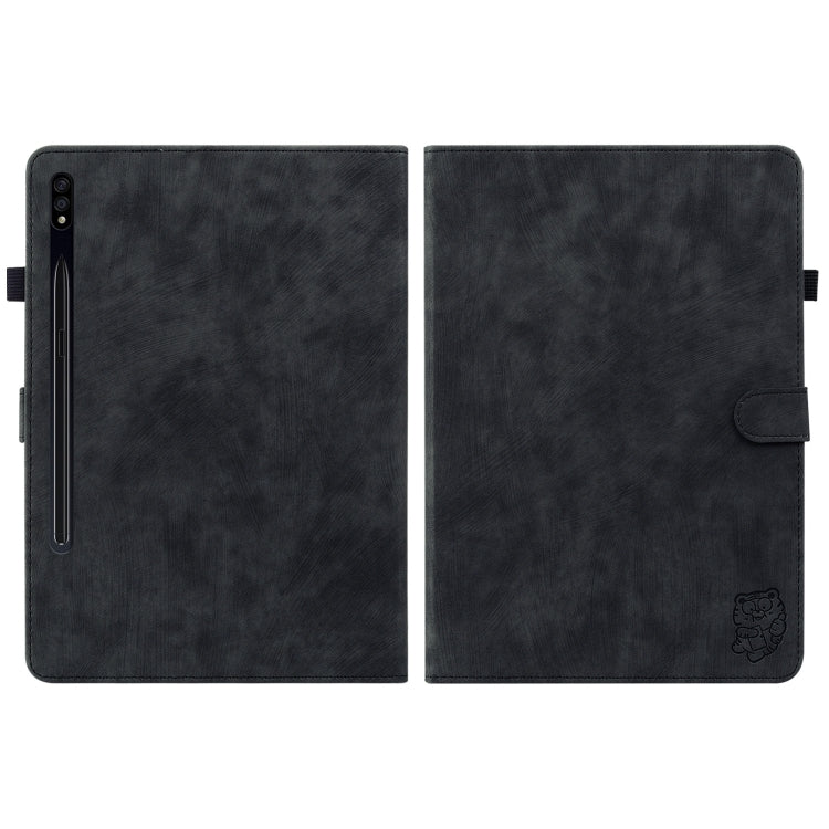 For Samsung Galaxy Tab S9 Tiger Pattern Flip Leather Tablet Case(Black)