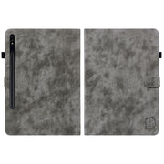 For Samsung Galaxy Tab S9+ Tiger Pattern Flip Leather Tablet Case(Grey)