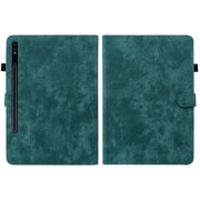 For Samsung Galaxy Tab S9+ Tiger Pattern Flip Leather Tablet Case(Dark Green)