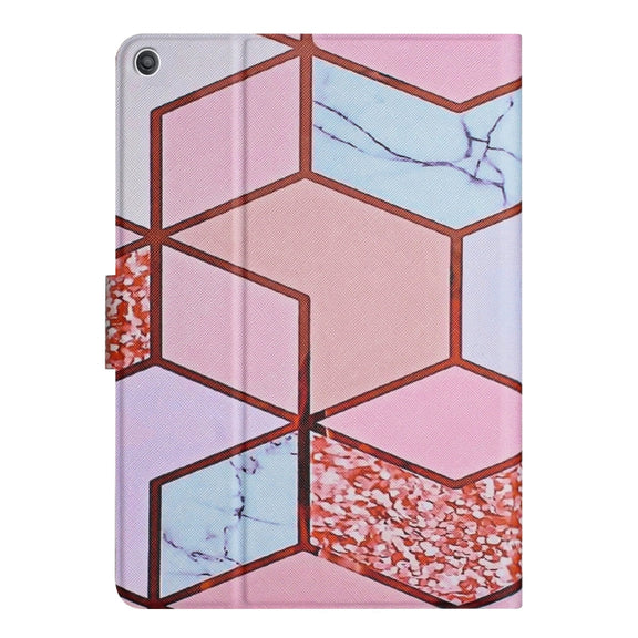 For Amazon Kindle HD 8 2018 / 2017 / 2016 Marble Pattern Smart Leather Tablet Case(Splicing Marble)