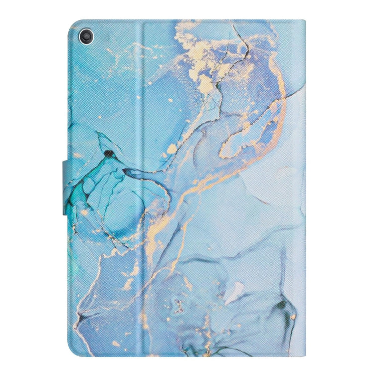 For Amazon Kindle HD 10 2015 Marble Pattern Smart Leather Tablet Case(Blue)