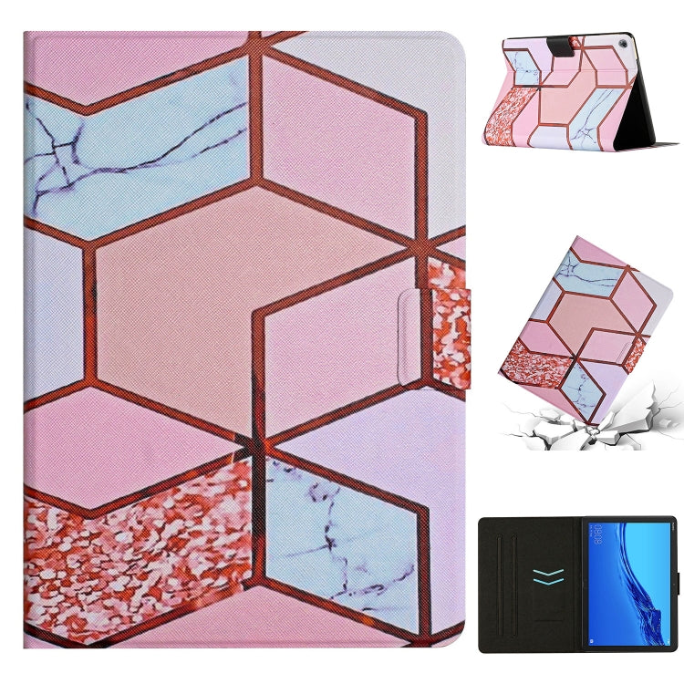 For Huawei MediaPad M5 Lite Marble Pattern Smart Leather Tablet Case(Splicing Marble)