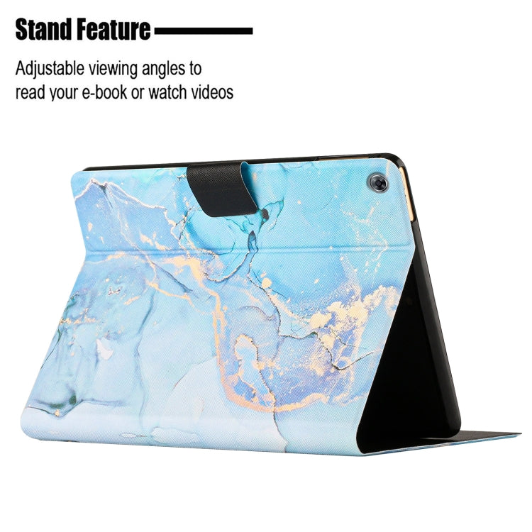 For Huawei MediaPad M5 Lite Marble Pattern Smart Leather Tablet Case(Blue)