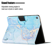 For Huawei MediaPad M5 Lite Marble Pattern Smart Leather Tablet Case(Blue)