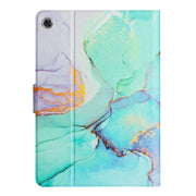For Lenovo M10 Plus Marble Pattern Smart Leather Tablet Case(Green)