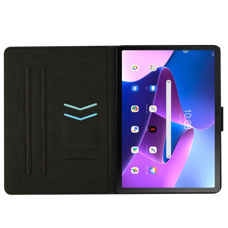 For Lenovo M10 Plus Marble Pattern Smart Leather Tablet Case(Green)