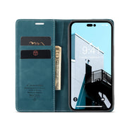 For iPhone 14 Pro CaseMe-013 Multifunctional Retro Frosted Leather Phone Case(Blue)