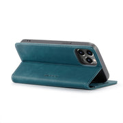 For iPhone 14 Pro CaseMe-013 Multifunctional Retro Frosted Leather Phone Case(Blue)