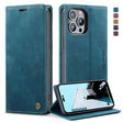 For iPhone 14 Pro CaseMe-013 Multifunctional Retro Frosted Leather Phone Case(Blue) - free shipping - PMC Jewellery - Order now!