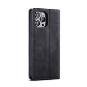 For iPhone 14 Pro CaseMe-013 Multifunctional Retro Frosted Leather Phone Case(Black)