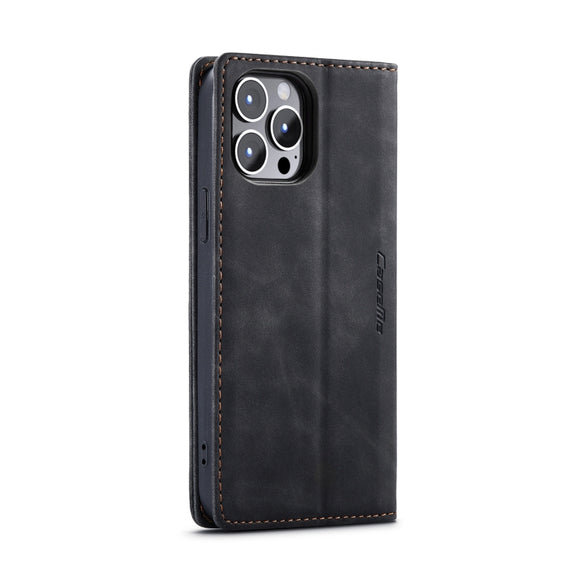 For iPhone 14 Pro CaseMe-013 Multifunctional Retro Frosted Leather Phone Case(Black)