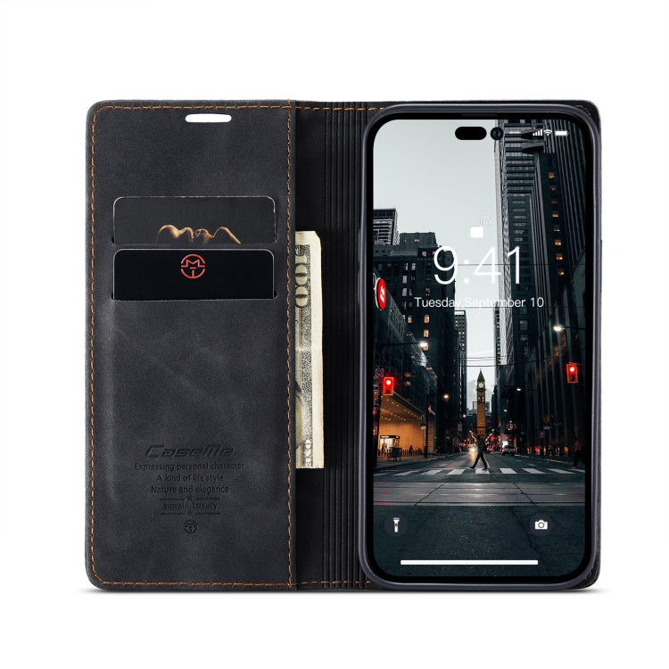 For iPhone 14 Pro CaseMe-013 Multifunctional Retro Frosted Leather Phone Case(Black)
