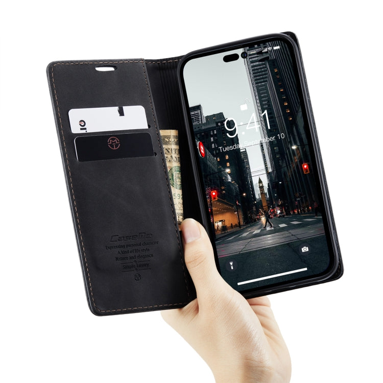 For iPhone 14 Pro CaseMe-013 Multifunctional Retro Frosted Leather Phone Case(Black)