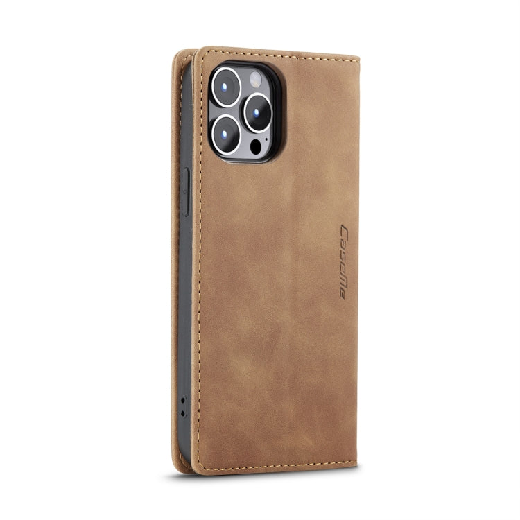 For iPhone 14 Pro Max CaseMe-013 Multifunctional Retro Frosted Leather Phone Case (Brown)