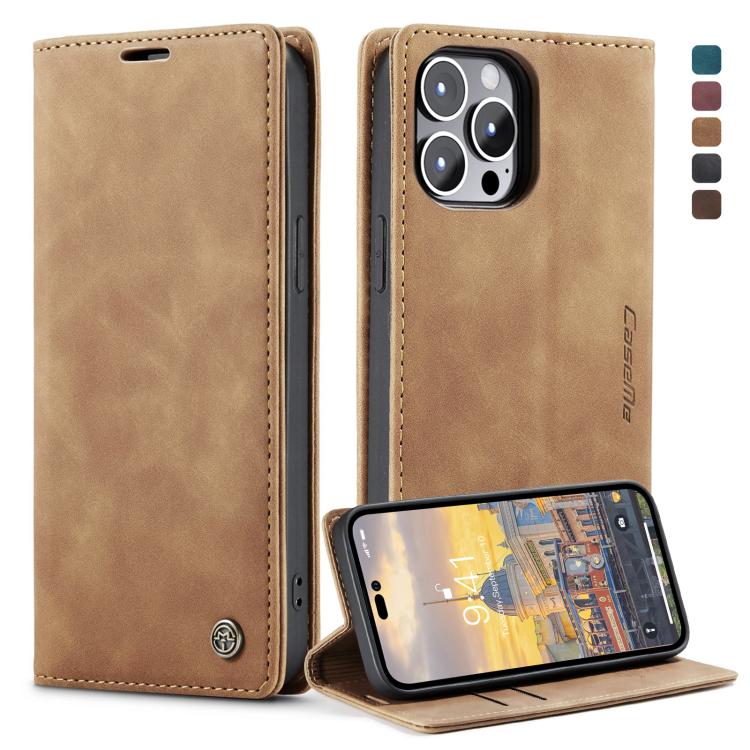 For iPhone 14 Pro Max CaseMe-013 Multifunctional Retro Frosted Leather Phone Case (Brown)