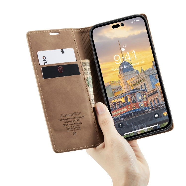 For iPhone 14 Pro Max CaseMe-013 Multifunctional Retro Frosted Leather Phone Case (Brown)