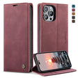 For iPhone 14 Pro Max CaseMe-013 Multifunctional Retro Frosted Leather Phone Case (Wine Red) - free shipping - PMC TechLife - Order now!