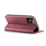 For iPhone 14 Pro Max CaseMe-013 Multifunctional Retro Frosted Leather Phone Case (Wine Red)