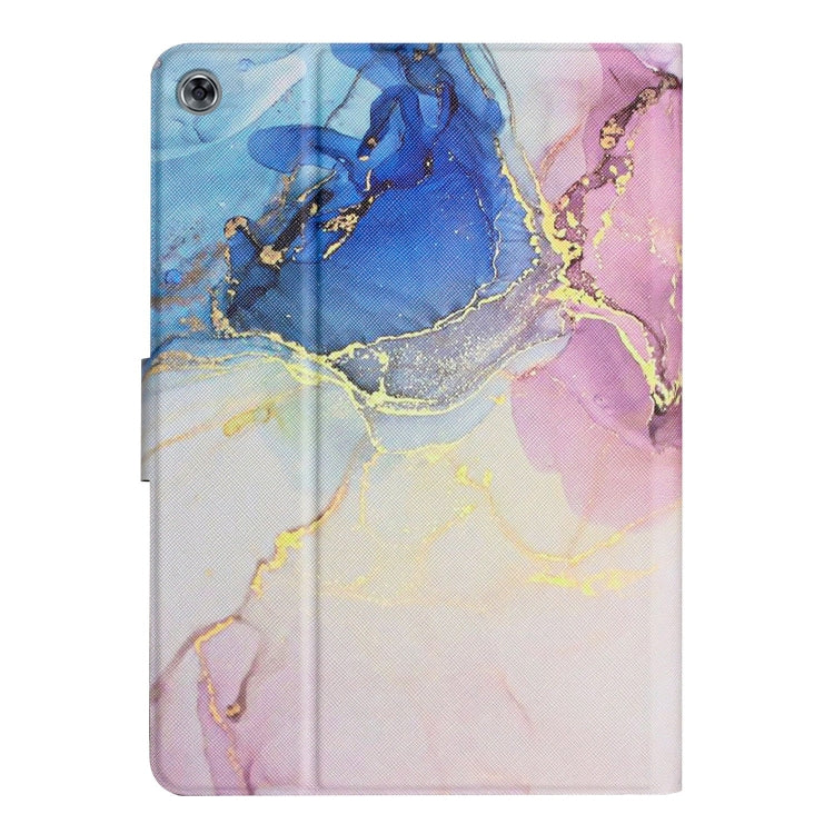 For Huawei MatePad T10s Marble Pattern Leather Tablet Case(Pink Blue)