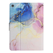 For Huawei MatePad T10s Marble Pattern Leather Tablet Case(Pink Blue)