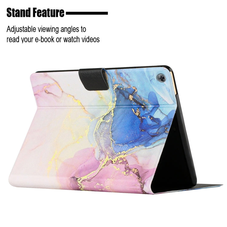 For Huawei MatePad T10s Marble Pattern Leather Tablet Case(Pink Blue)